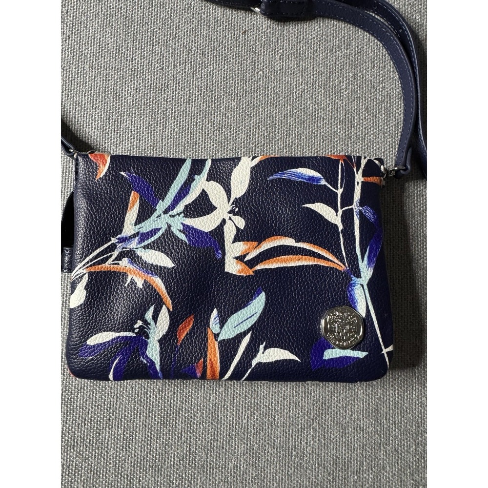 Vince Camino Cami Handbag Navy Blue And Orange Floral Crossbody Or Wristlet